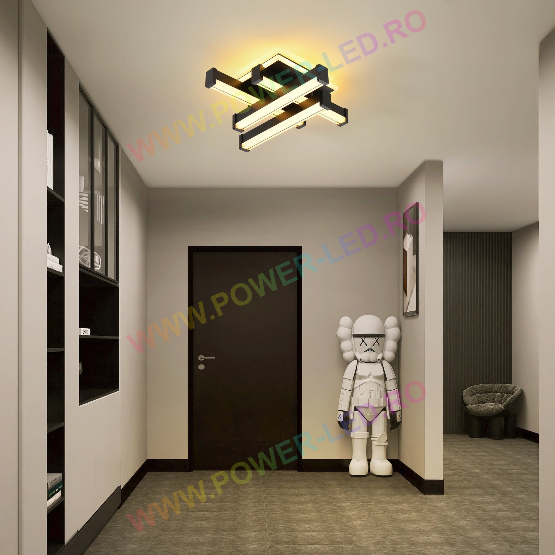 LED аплик LINNES SQUARE 62W BLACK Еквивалент 300W
