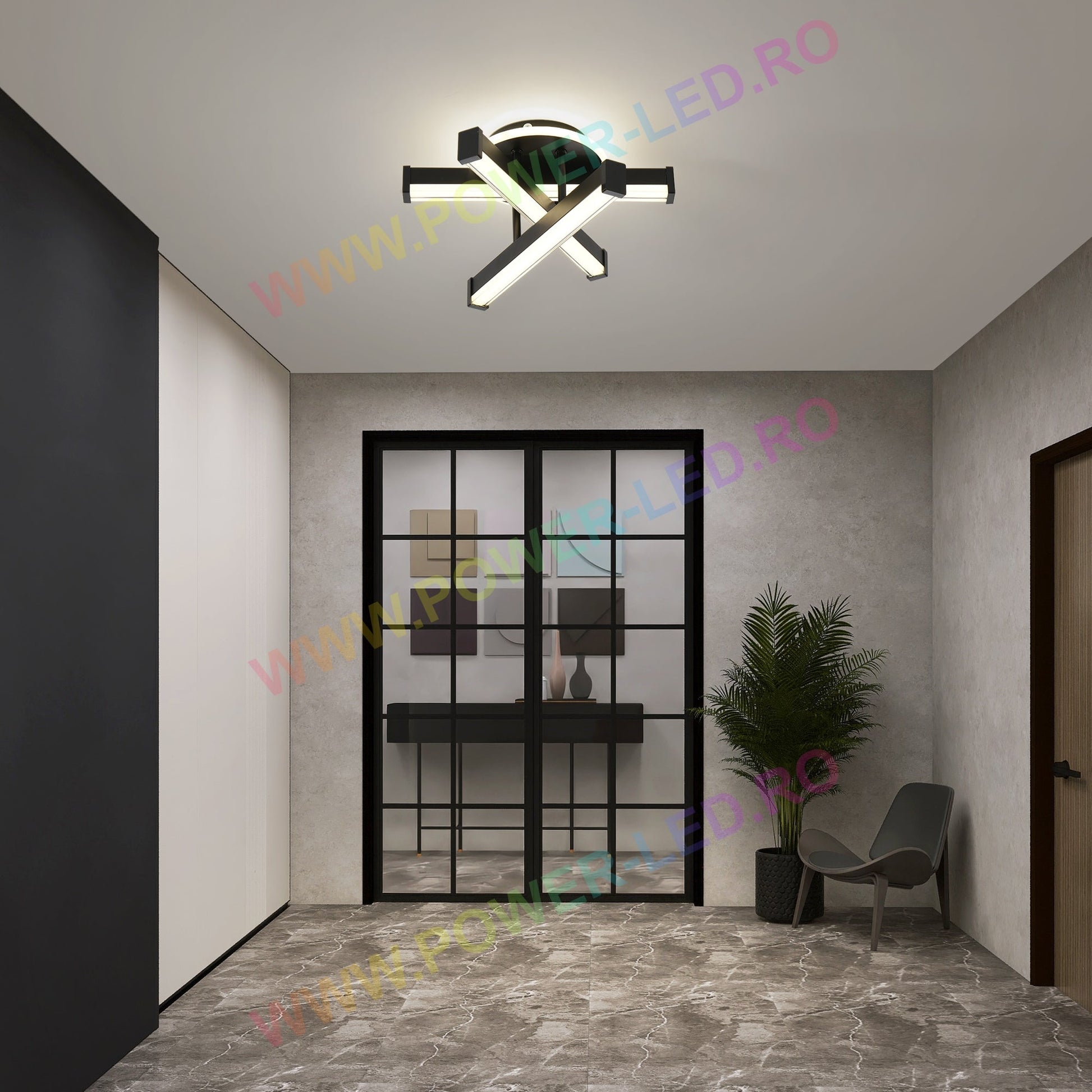 LED аплик LINNES CIRCLE 52W BLACK Еквивалент 300W