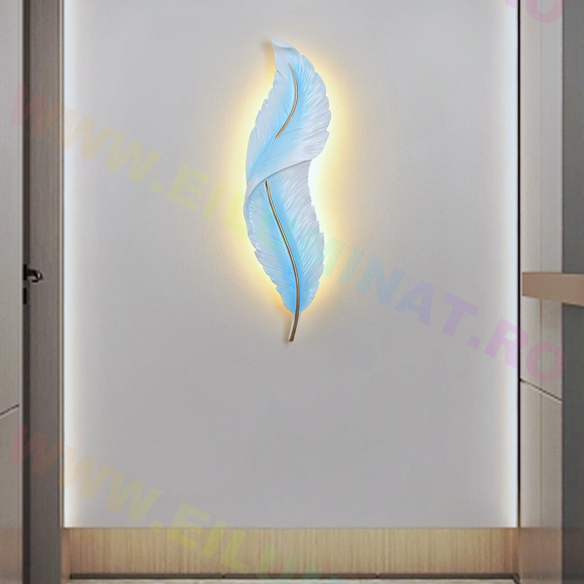 Aplica Led Luxury Feather 25W 63Cm Blue Sky Wall Light Fixtures