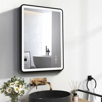 LED огледало 50x70cm черна рамка с противозапотяване и Touch J35