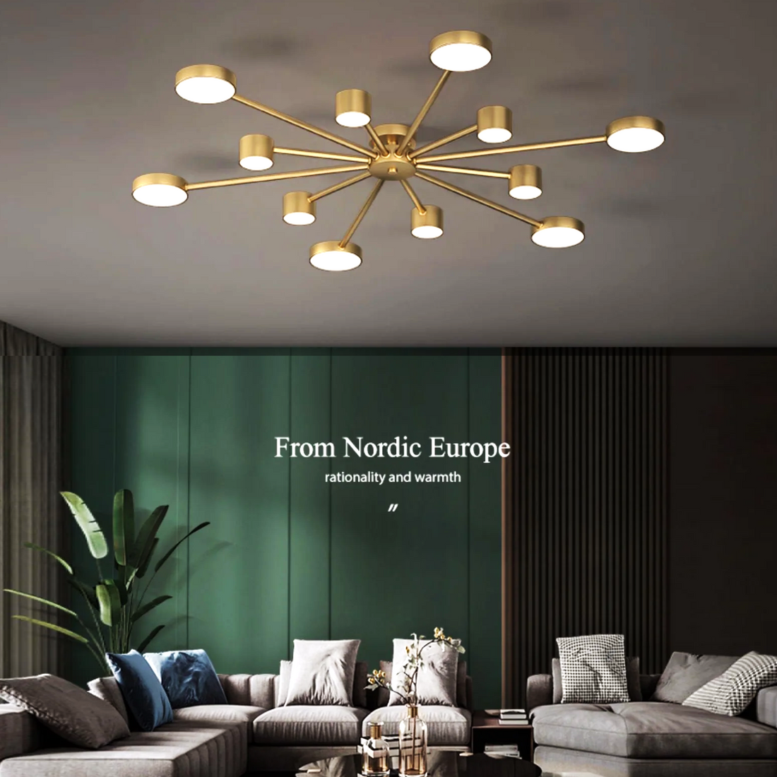 LED осветително тяло Nordic Style WEB Gold Еквивалент 600W Дистанционно G3867