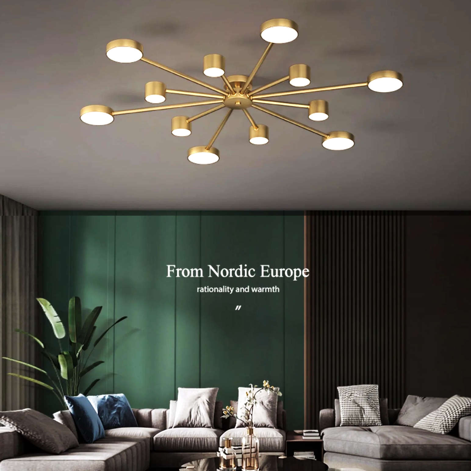 LED осветително тяло Nordic Style WEB Gold Еквивалент 600W Дистанционно G3867