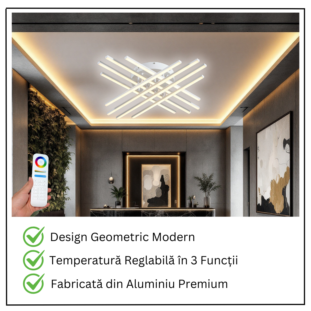 LED осветително тяло 144W X с 8 бели линии, еквивалент 1000W, с дистанционно
