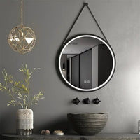 LED огледало за баня 5 функции FOG Кожа+Алуминий 50cm