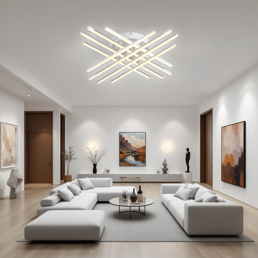 LED осветително тяло 144W X с 8 бели линии, еквивалент 1000W, с дистанционно