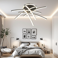 LED осветително тяло 114W Ophelia 6 елемента черна еквивалент 600W с дистанционно