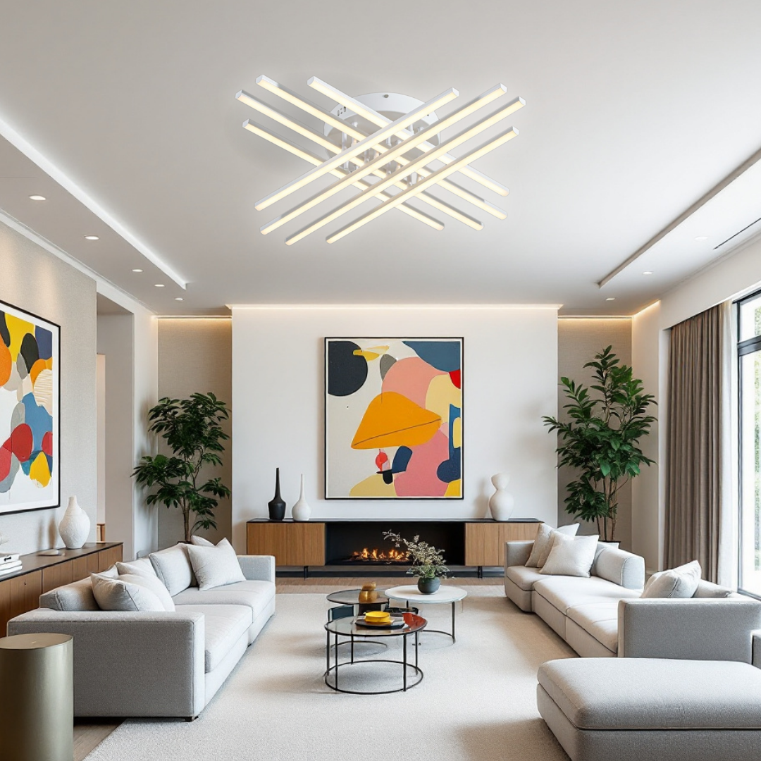 LED осветително тяло 144W X с 8 бели линии, еквивалент 1000W, с дистанционно