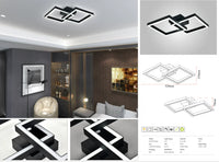 Модерно LED осветително тяло Square Black 1+1 Еквивалент 200W с дистанционно