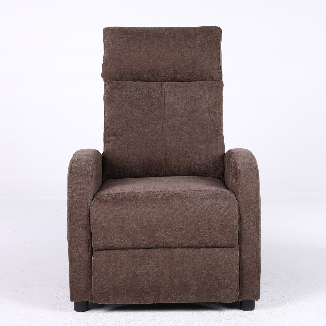Релакс фотьойл с механизъм Recliner, кафяв текстил