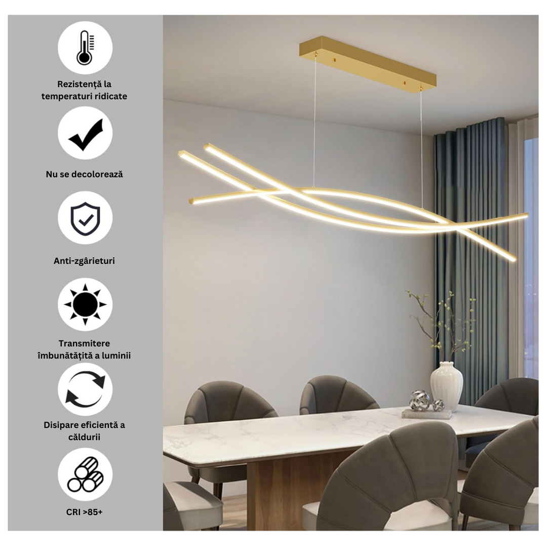 Lustra LED 132W OFFICE Suspendata Gold cu Telecomanda GOLD / 120CM / SUSPENDATE Lighting Fixtures