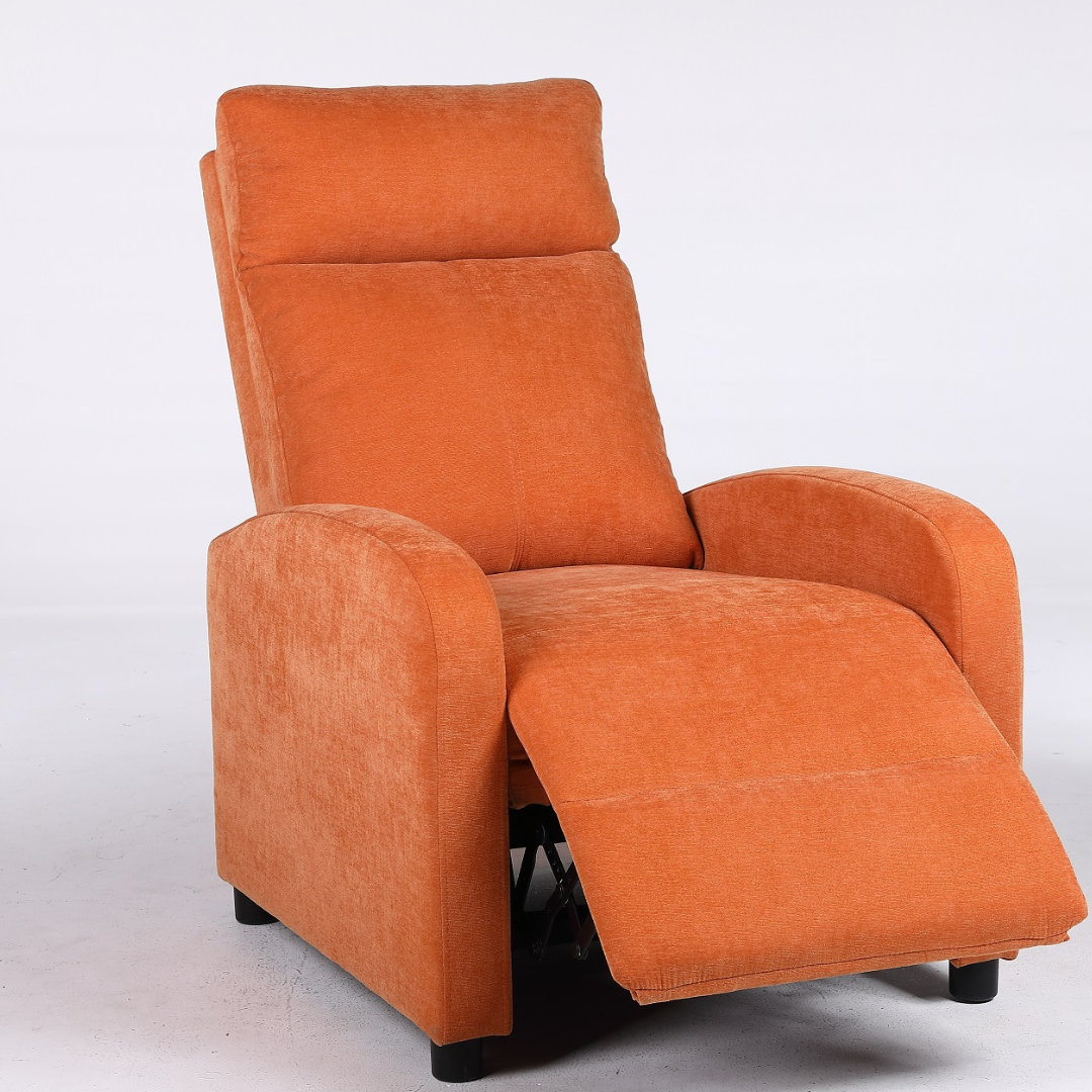 Релакс фотьойл с механизъм Recliner, текстил, оранжев
