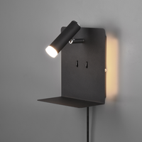 LED аплик за стена 6W черна с поставка за телефон и USB