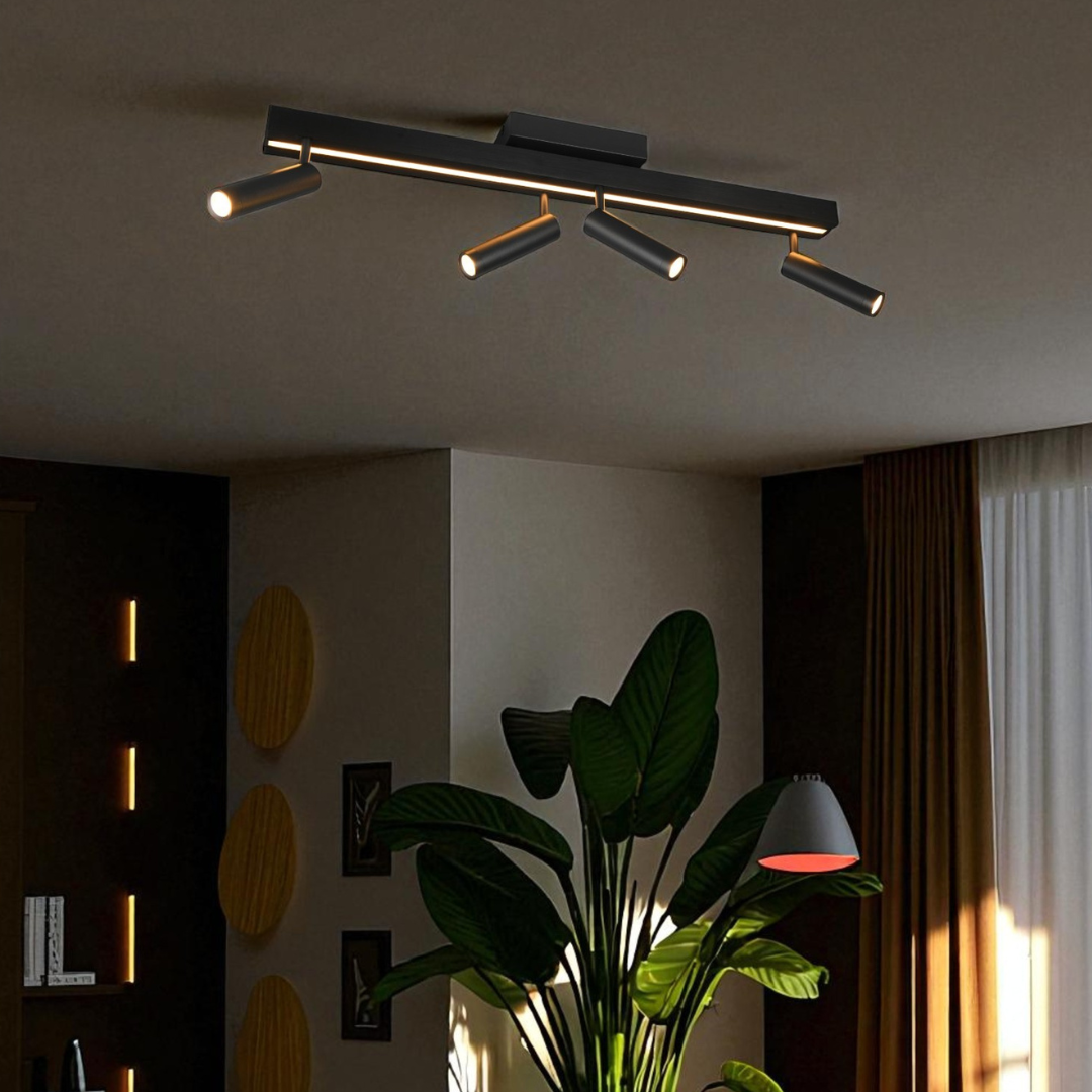 Lustra LED cu 4 Spoturi pe Sina ZENO Black NEAGRA / 133CM led ceiling light