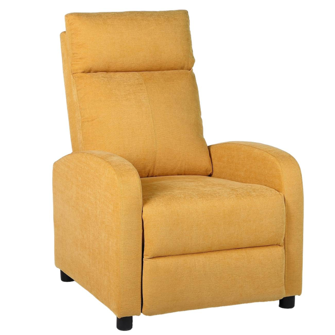 Релакс фотьойл с механизъм Recliner, текстил жълт