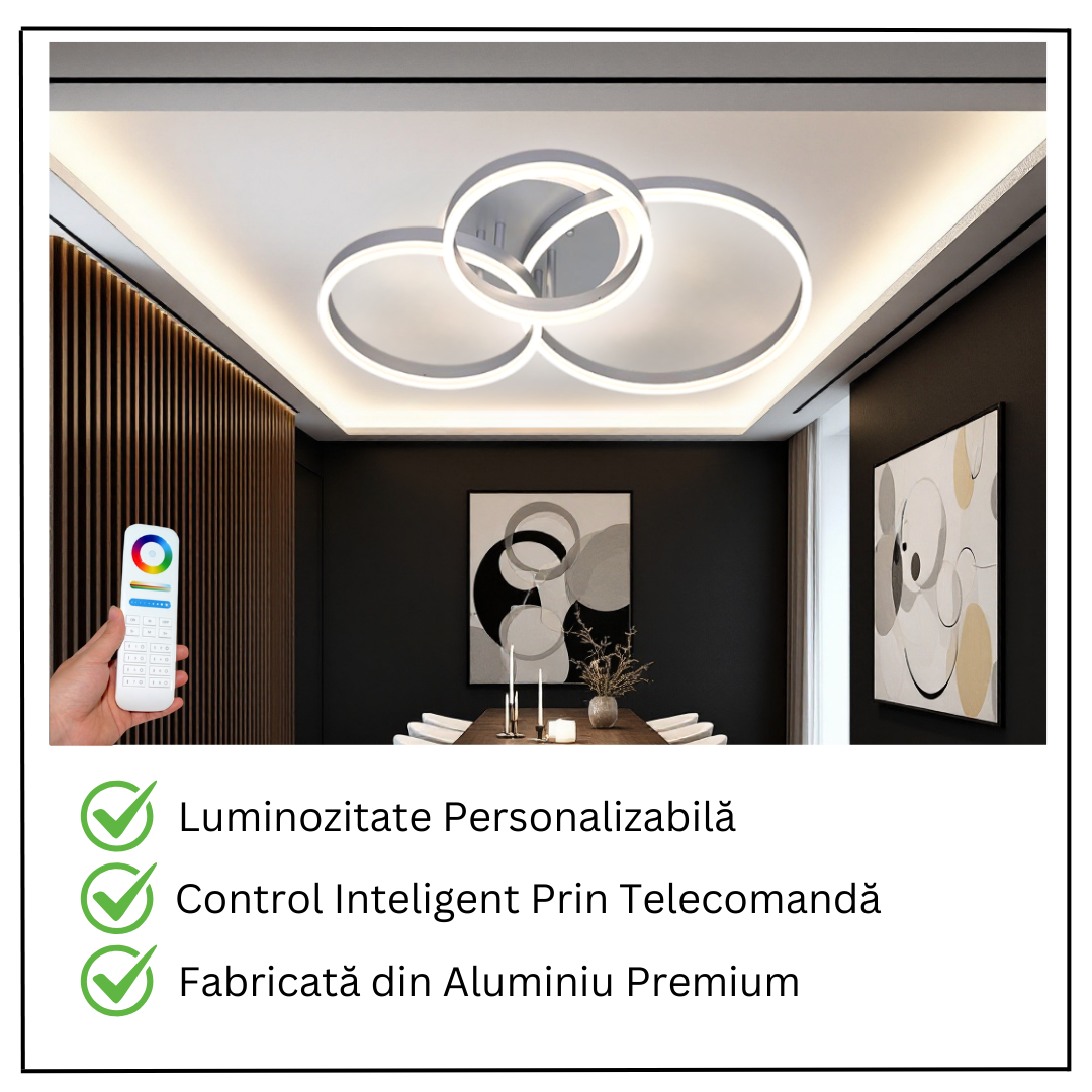 Осветително тяло LED Beauty Silver Circle еквивалент 600W с дистанционно