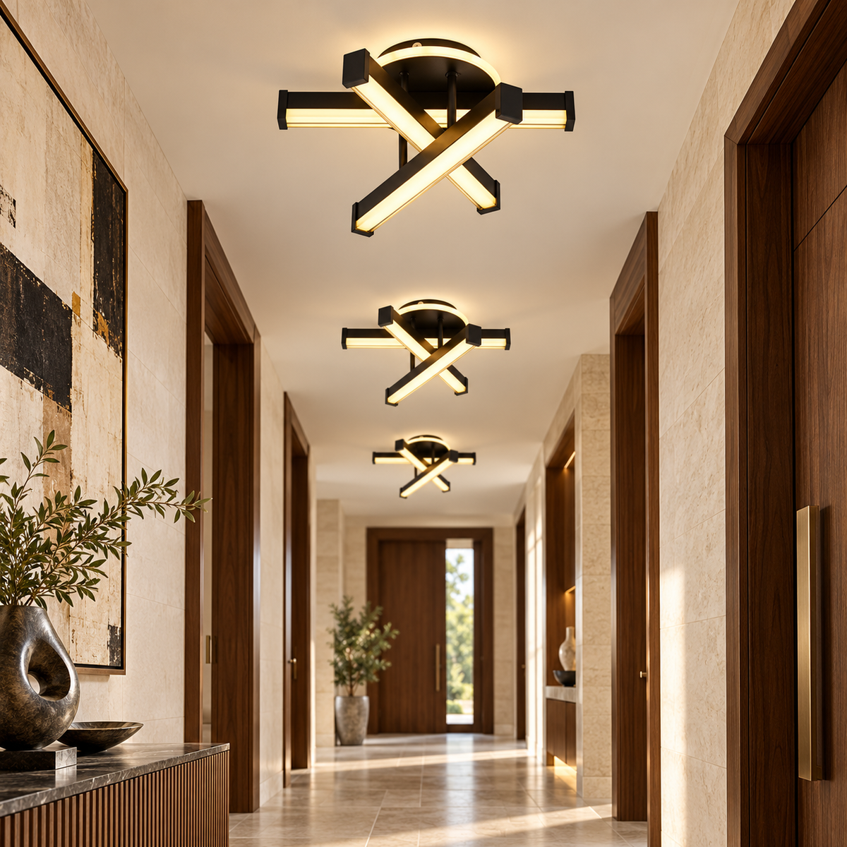 LED аплик LINNES CIRCLE 52W BLACK Еквивалент 300W