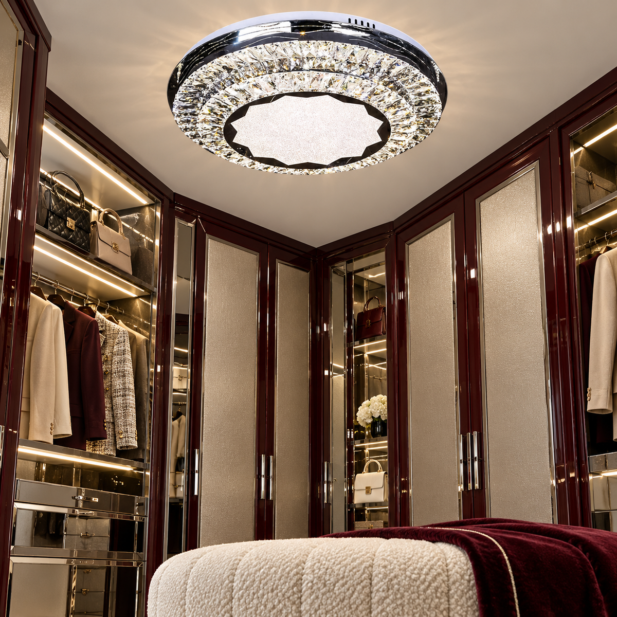 Осветително тяло LED Cristal Silver Halo Еквивалент 600W Дистанционно