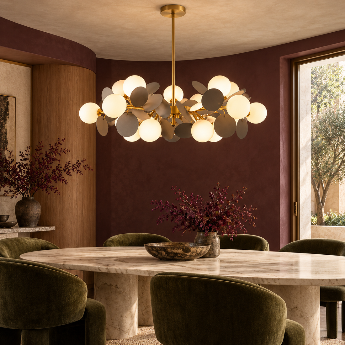 Осветително тяло висящо SELVA Gold & Grey матов абажур
