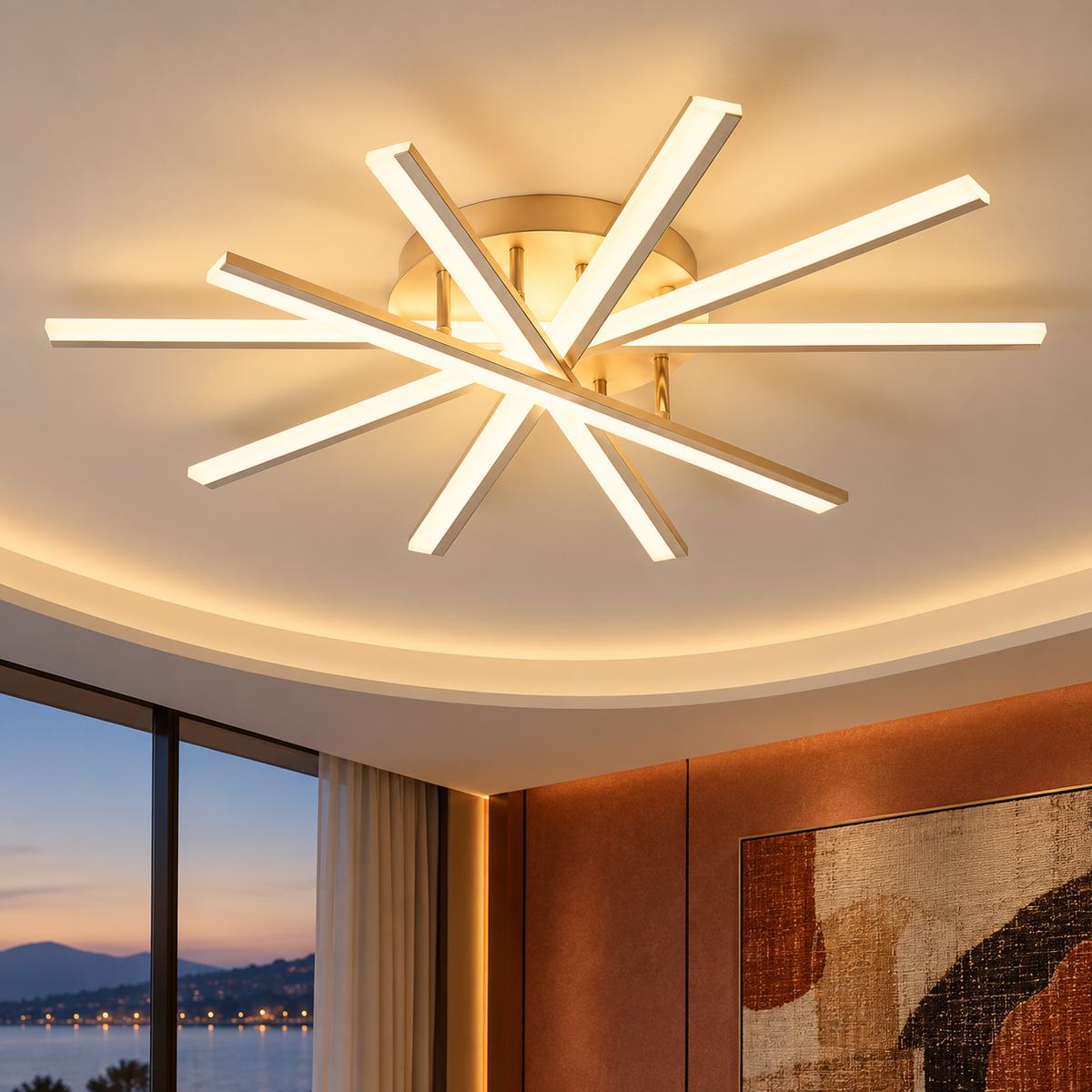 Осветително тяло LED CROSS LINNES Бяло Еквивалент 800W С дистанционно
