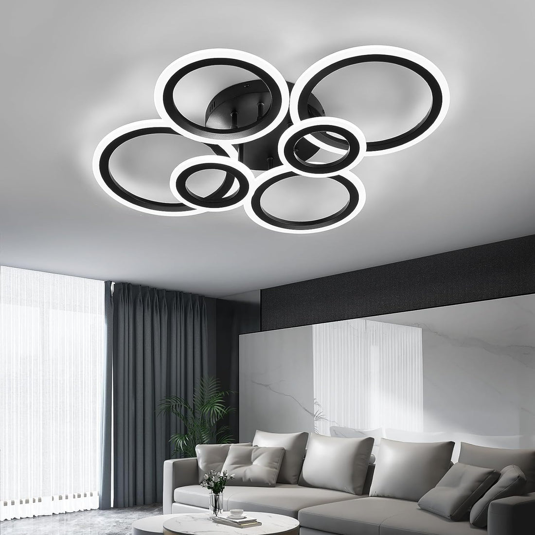 LED осветително тяло 4+2 CIRCLE MAXI Black SMART Еквивалент 600W