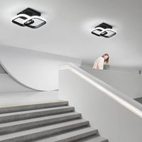 LED осветително тяло Double Square Black със сензор за движение, еквивалент 150W