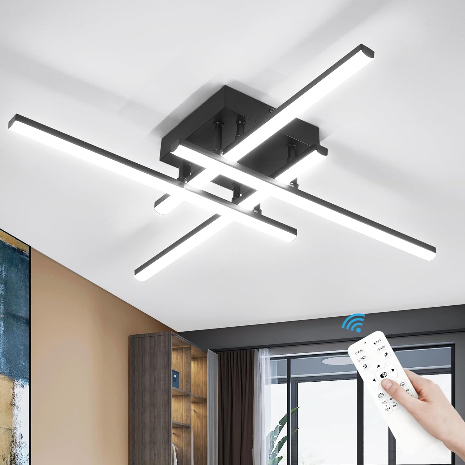 LED осветително тяло 4 Mini LINES Black Еквивалент 200W Дистанционно