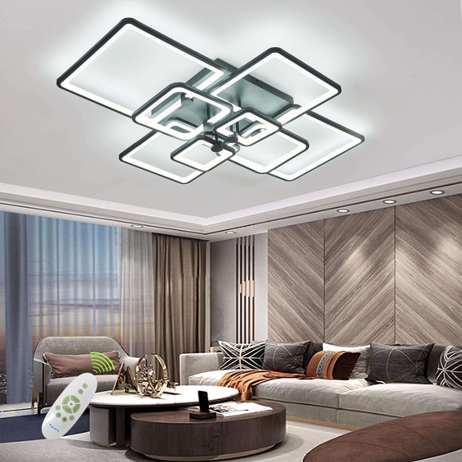 LED осветително тяло SQUARE 8 BIG Black Еквивалент 1200W Дистанционно управление
