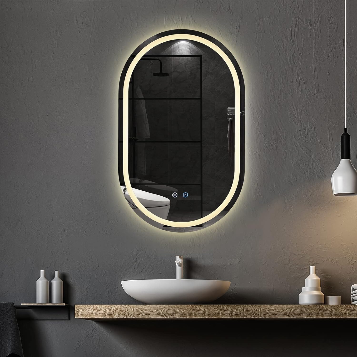 Овално LED огледало 60x78cm с функция против замъгляване и Touch M06S