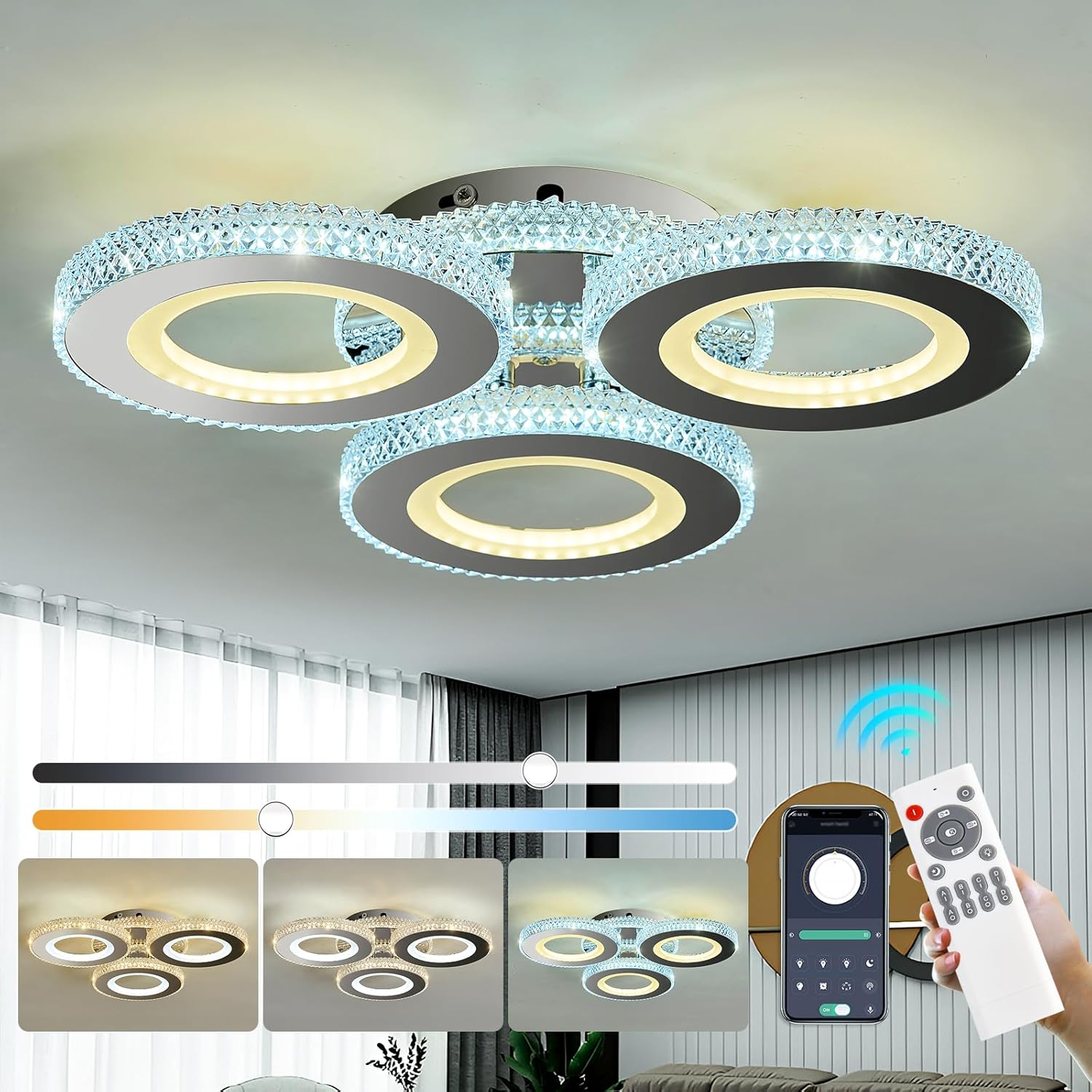 LED осветително тяло 122W M600-3 RGB с дистанционно, еквивалент 500W