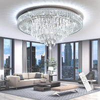 LED осветително тяло от кристал, плафониера Royal Round с дистанционно, еквивалент 700W