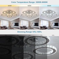LED осветително тяло 5 CIRCLE кристал с дистанционно, еквивалент 400W