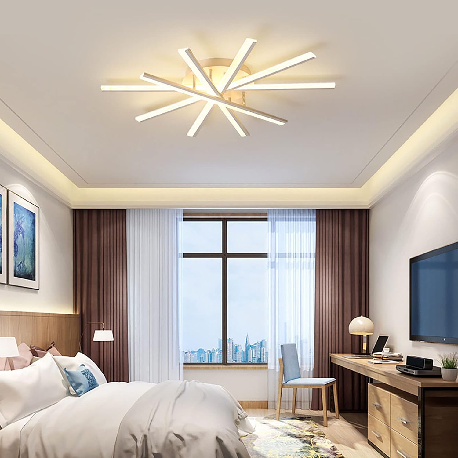 Осветително тяло LED CROSS LINNES Бяло Еквивалент 800W С дистанционно