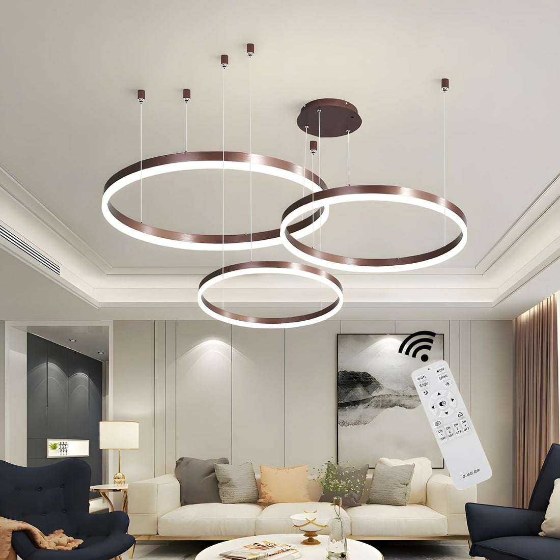 LED осветително тяло 74W WONDERLAND BROWN 3 подвижни сегмента с дистанционно - 30+40+60cm