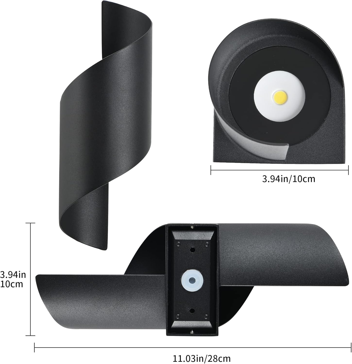 LED аплик за външен монтаж 10W спирала Черен
