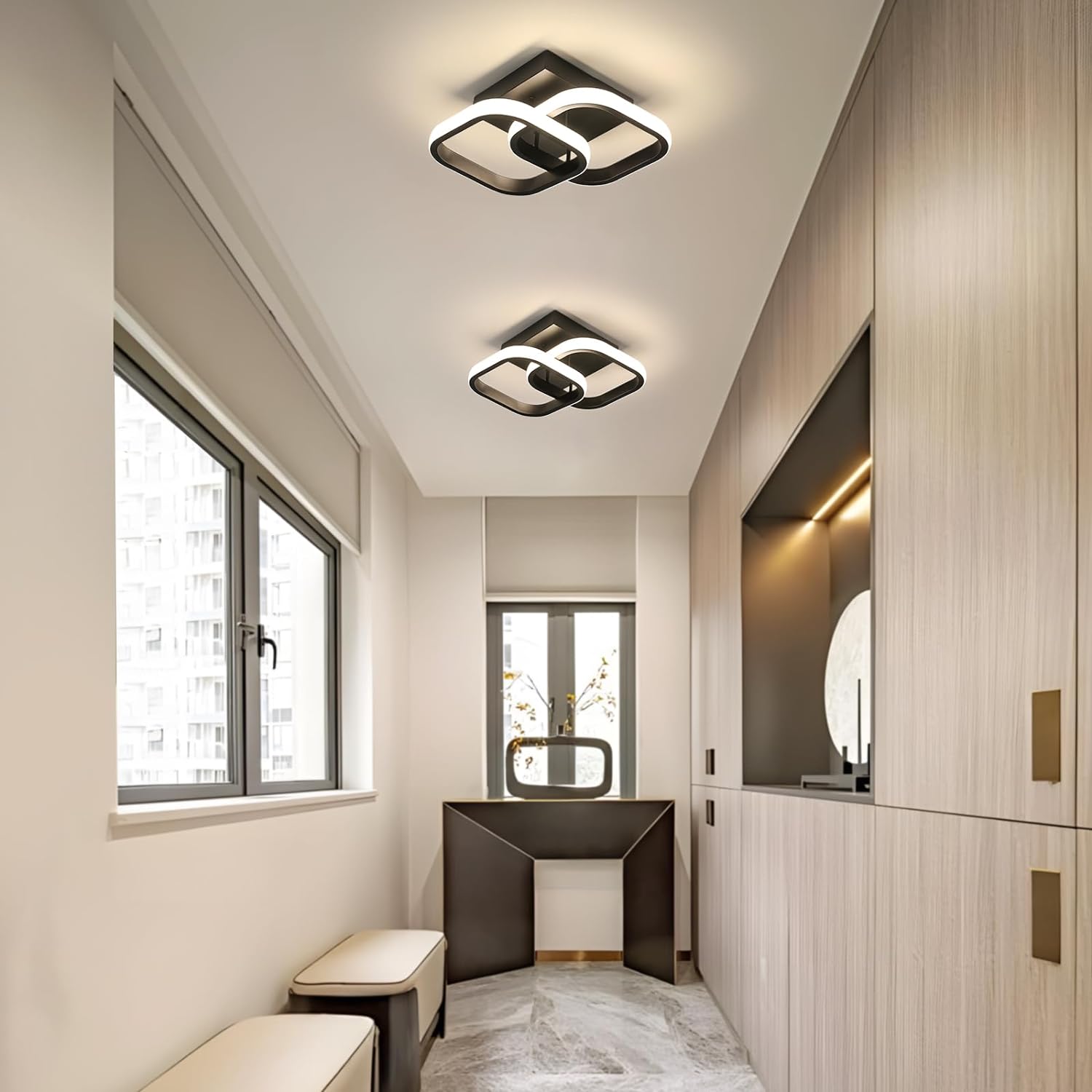 LED осветително тяло 32W Double Square черен еквивалент 200W