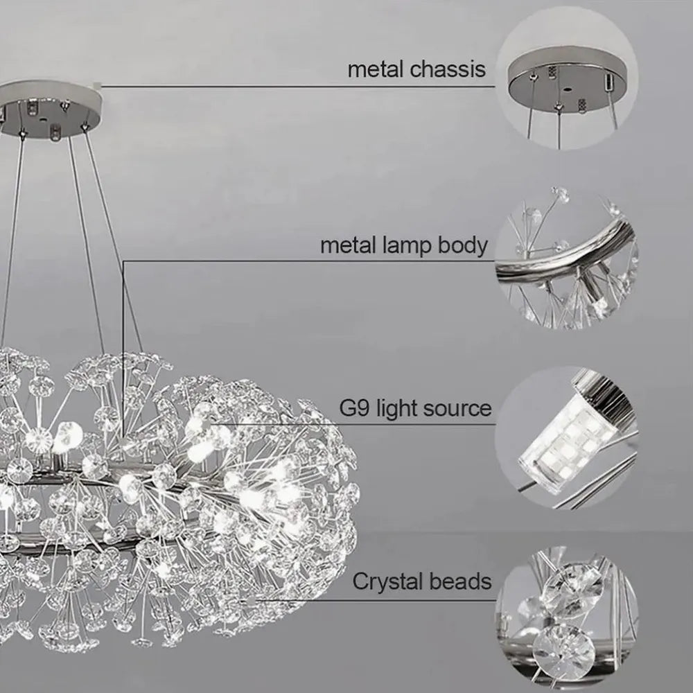 Окачено осветително тяло Crystal Dandelion Silver XXL
