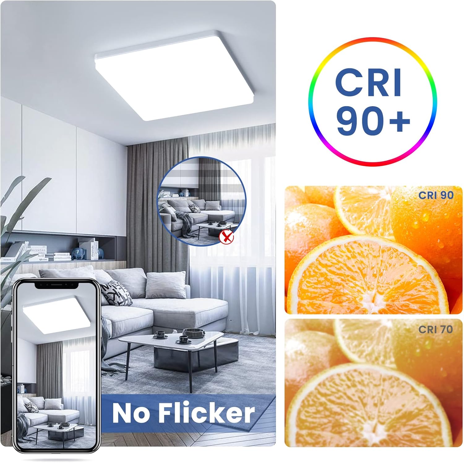 LED плафон 43W FRAMELESS квадратен, еквивалентен на 400W