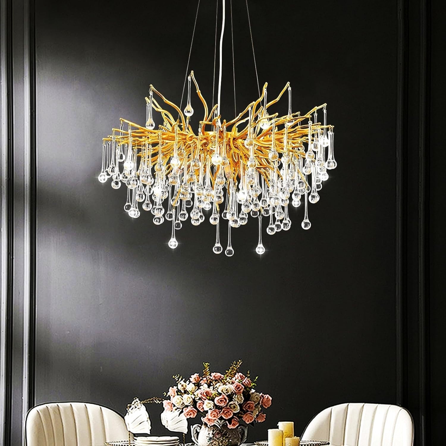 Candelabru Cristal LUXURY Golden Tears 40CM AURIE / 40CM / LUXURY Chandeliers Crystal