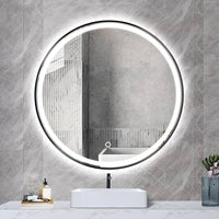 LED огледало кръгло 60cm черна рамка с противозапотяване и Touch C1176BKS