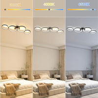 Lustra LED Modern Black 4 Rings Echivalent 600W Telecomanda NEAGRA / 88CM / MINIMALIST DESIGN Lighting Fixtures