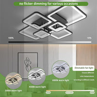 LED осветително тяло 4+2 SQUARE Black с дистанционно, еквивалент 800W