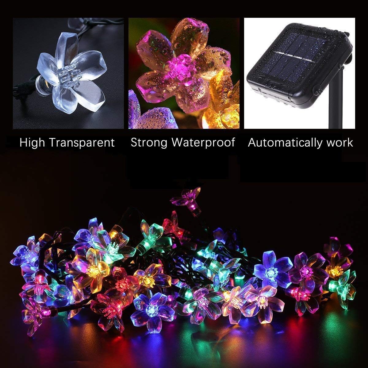 Соларен LED гирлянд Flowers линеен 50 LED 6.5m