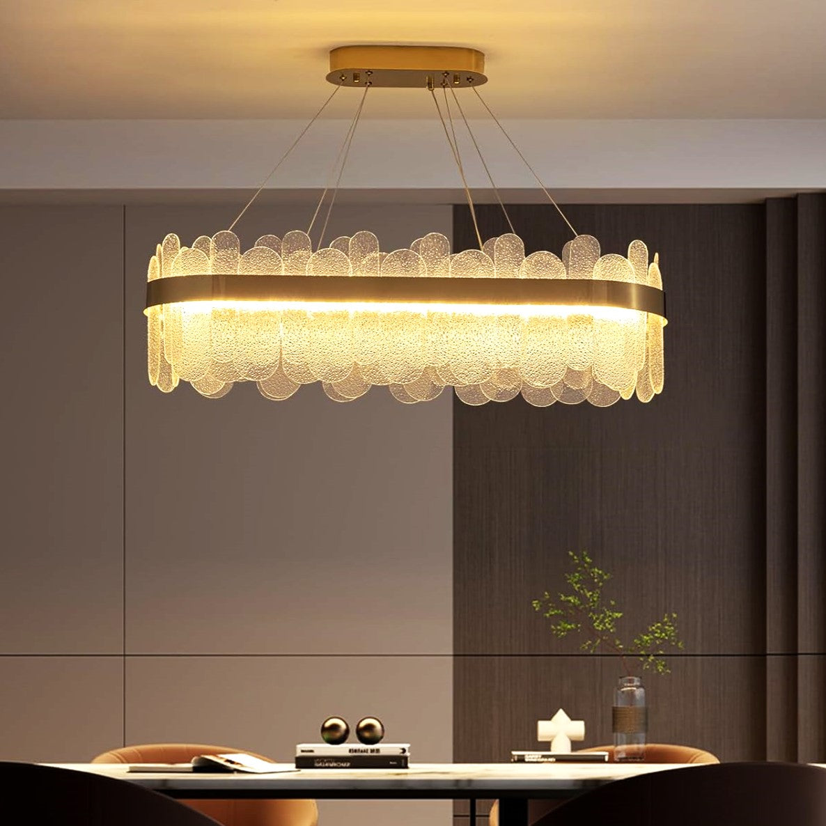 LED осветително тяло висящо QUEEN Gold кристал 80x30cm