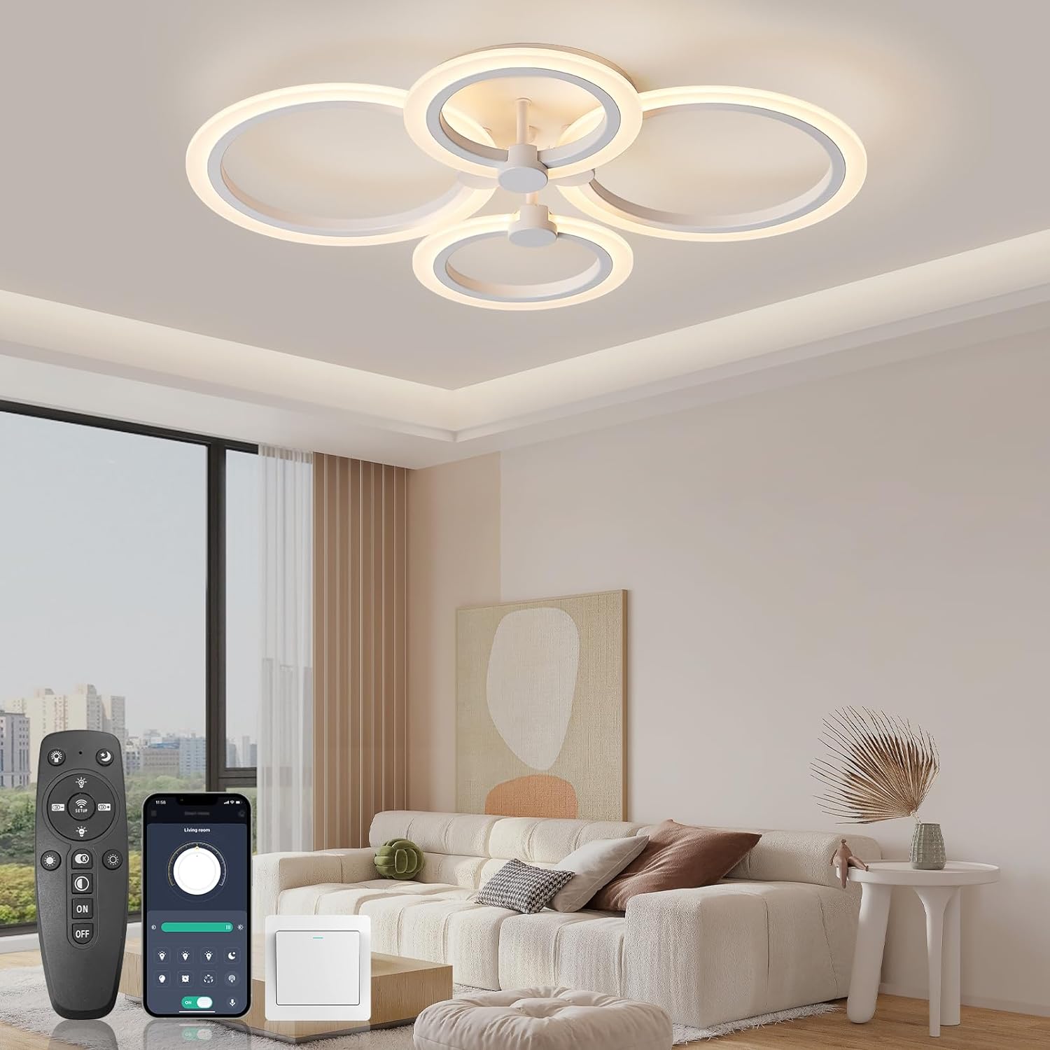 LED осветително тяло 72W 4 CIRCLE SMART гласово управление Еквивалент 400W