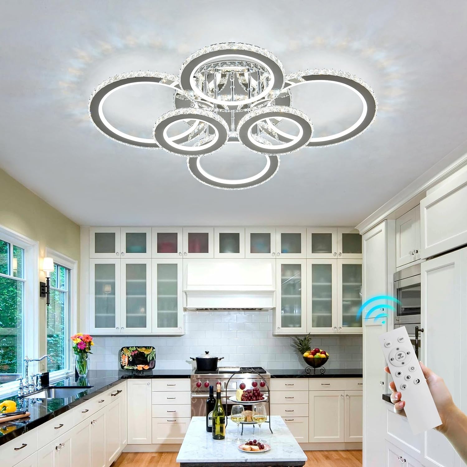 Lustra Led 238W 4 + 2 Circle Cristal Rgb Echivalent 800W Chandeliers Crystal