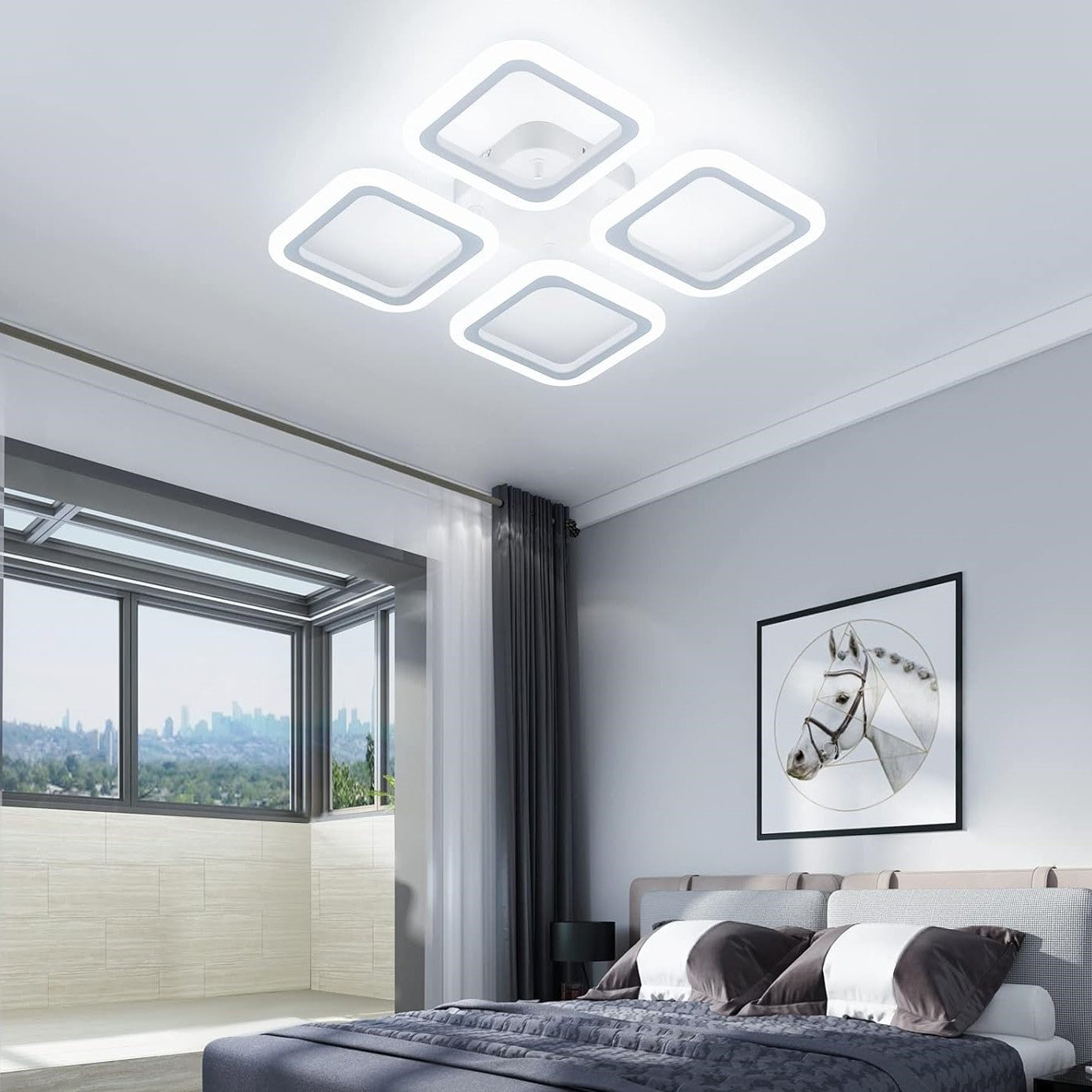 LED осветително тяло 4 SQUARES Бяло Еквивалент 250W Дистанционно
