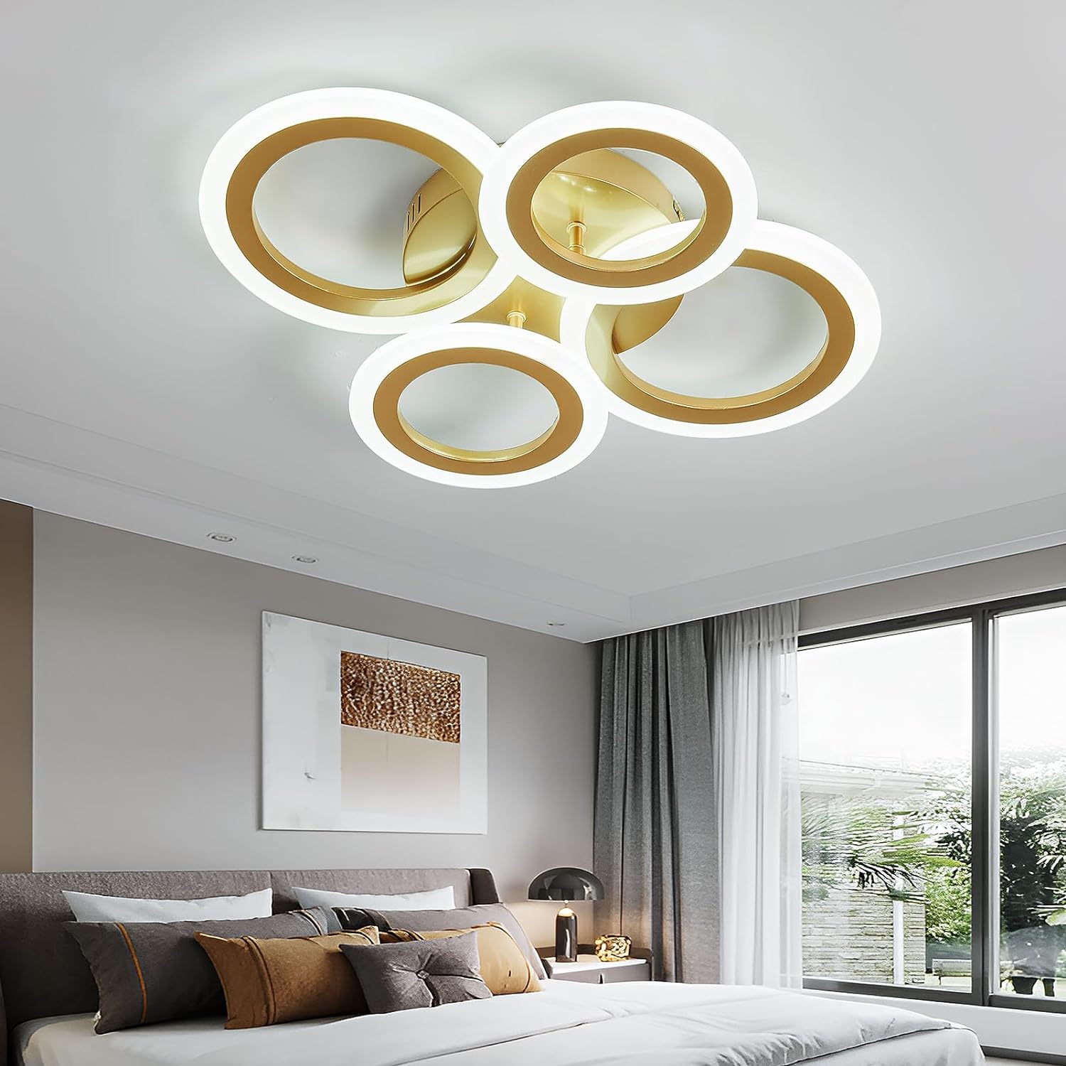 Осветително тяло LED 2+2 CIRCLE GOLD Luxury с дистанционно, еквивалент 400W
