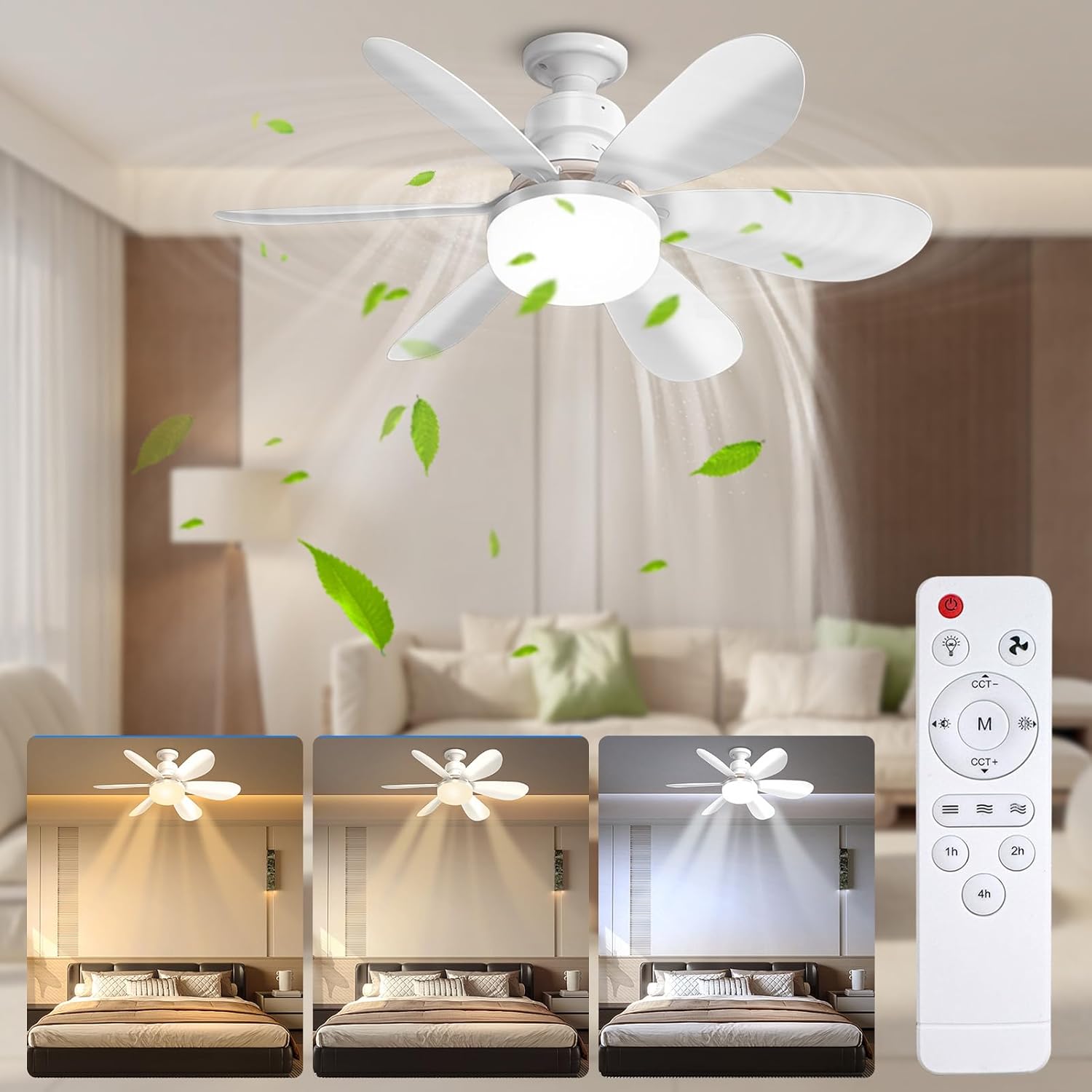 Bec LED E27 30W cu Ventilator 3 Lumini si telecomanda 3 FUNCTII / VENTILATOR / E27 Lighting Fixtures