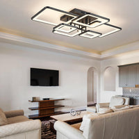 LED осветително тяло 4+2 SQUARE Black с дистанционно, еквивалент 800W