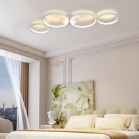 Модерно LED осветително тяло White 4 Rings, еквивалент 600W, с дистанционно